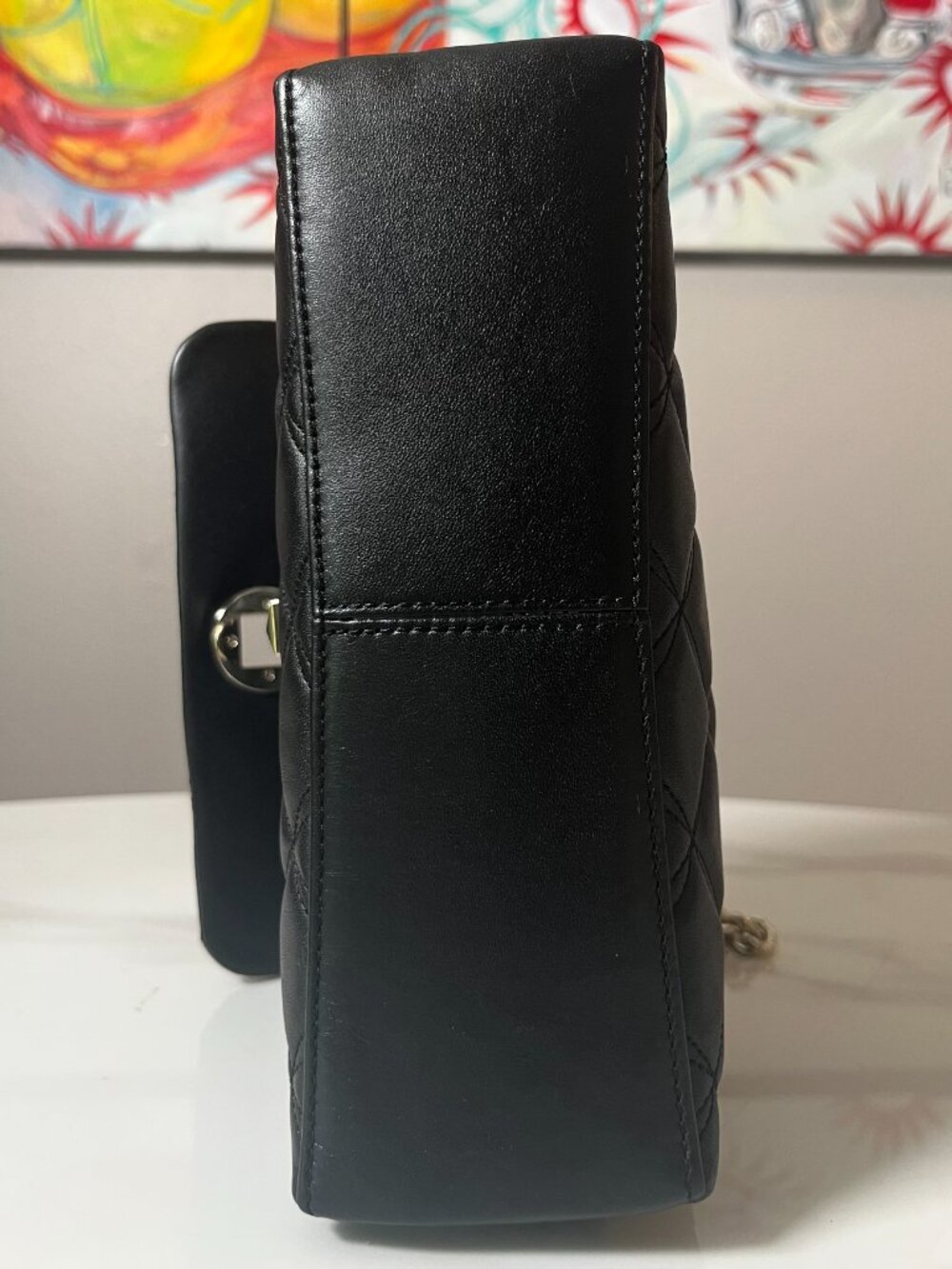 Kate Spade Natalia Medium Black Quilted Leather Flap Shoulder Bag COA - Picture 8 of 16